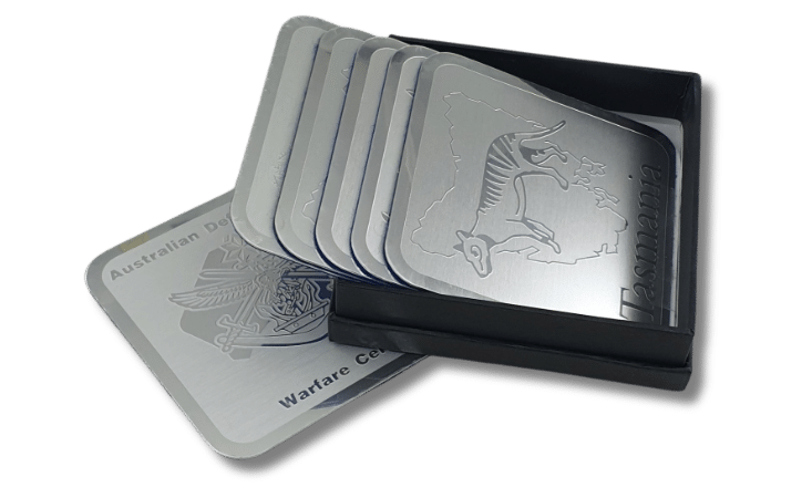 aluminum-coasters-with-gift-box-abc2000-australia aluminum coasters with black gift box