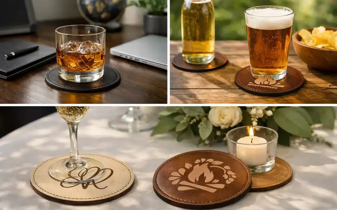 Leather Coasters Personalised for Any Setting